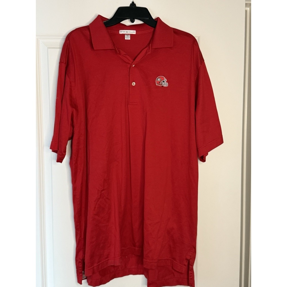 Peter Millar Georgia Bulldogs Polo XL Red UGA Embroidered Cotton Shirt